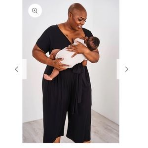 Latched Mama V-Neck Nursing Jumpsuit - Black